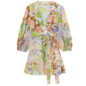 Zimmermann - pop wrap mini dress patch floral - online bestellen en kopen