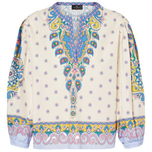 Etro - cotton blouse with print - blue multicolor - online bestellen en kopen