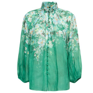 Zimmermann - Everley billow blouse green watercolor floral - online bestellen en kopen